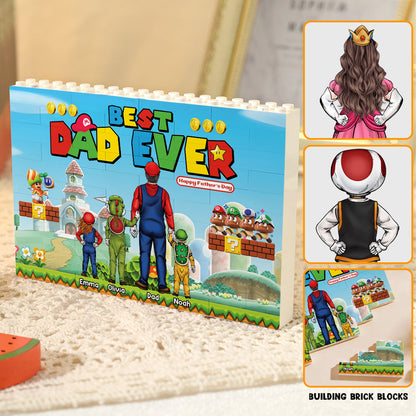 Best Super Dad Ever - Personalized Super Plumber One-sided Horizontal Rectangle Building Brick Blocks