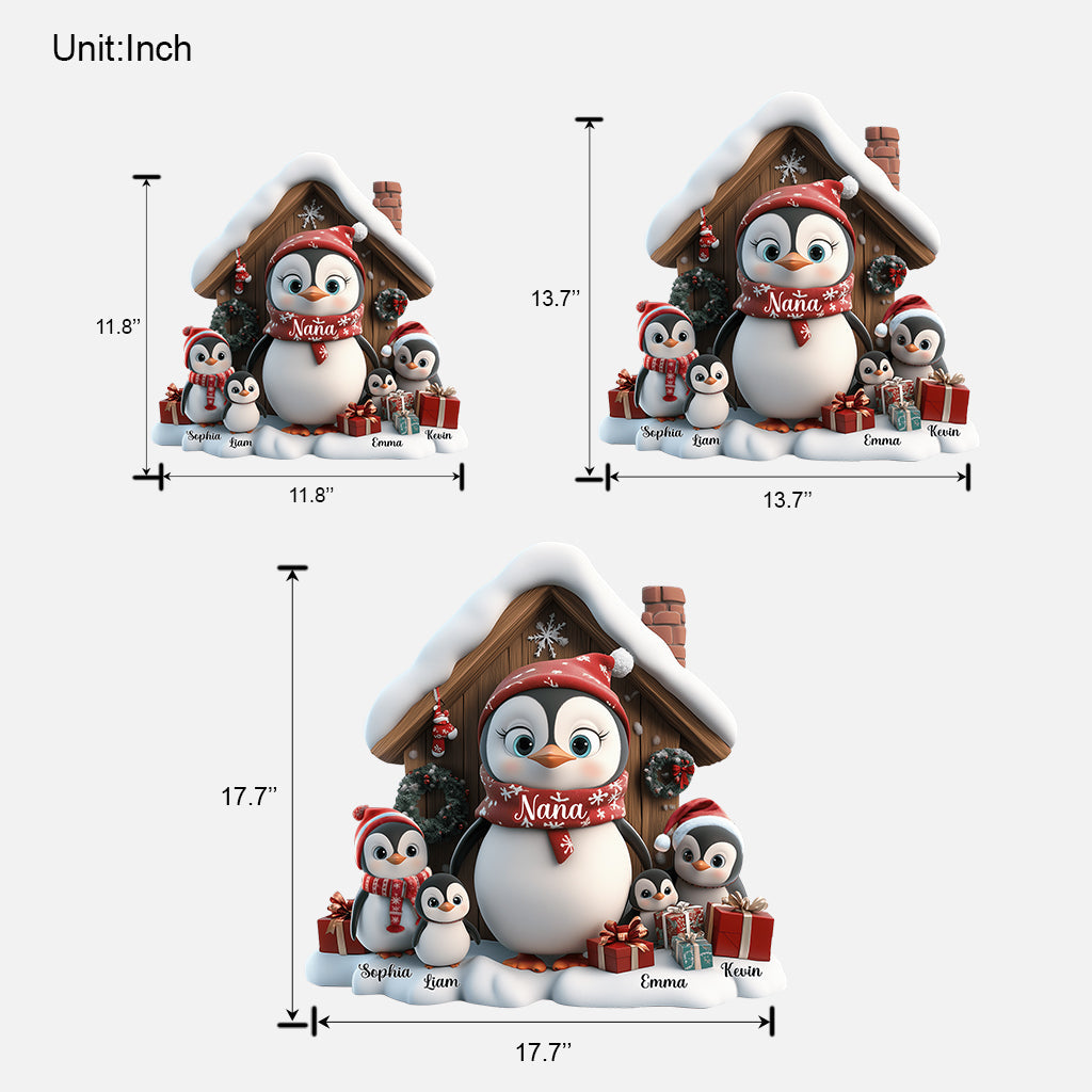 Any Title Cute Penguin - Personalized Grandma Custom Shaped Wood Sign