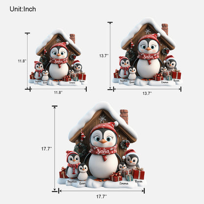 Any Title Cute Penguin - Personalized Grandma Custom Shaped Wood Sign