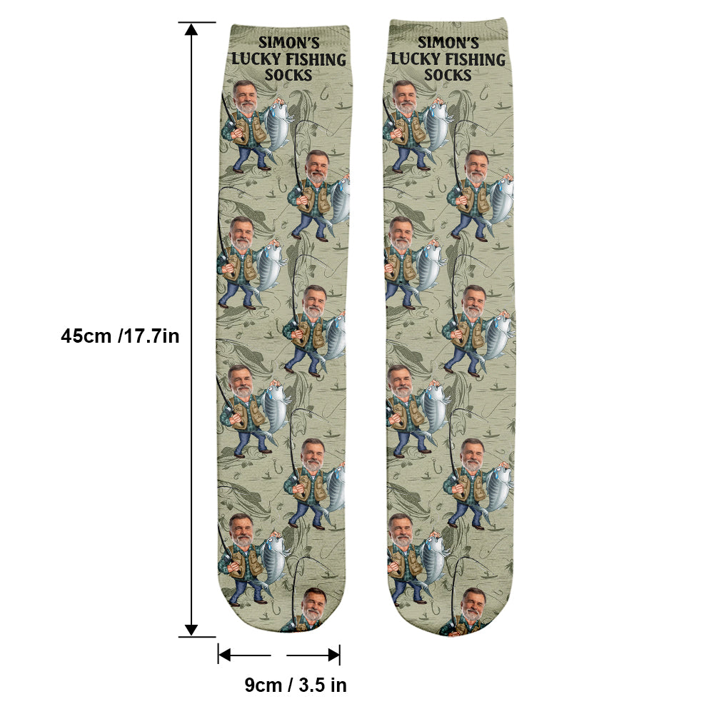 Funny Caricature Face - Personalized Fishing Socks