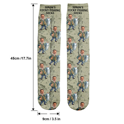 Funny Caricature Face - Personalized Fishing Socks