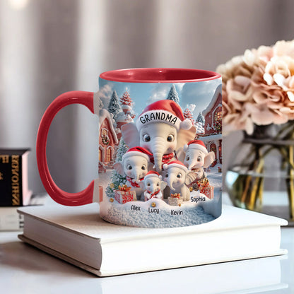 Any Title Cute Elephant - Personalized Grandma Accent Mug