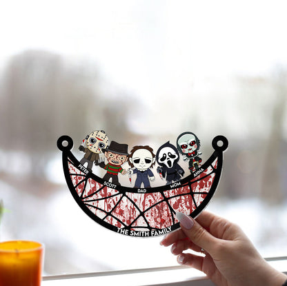 In This House We Love Scary Movies - Personalized Window Hanging Suncatcher Ornament