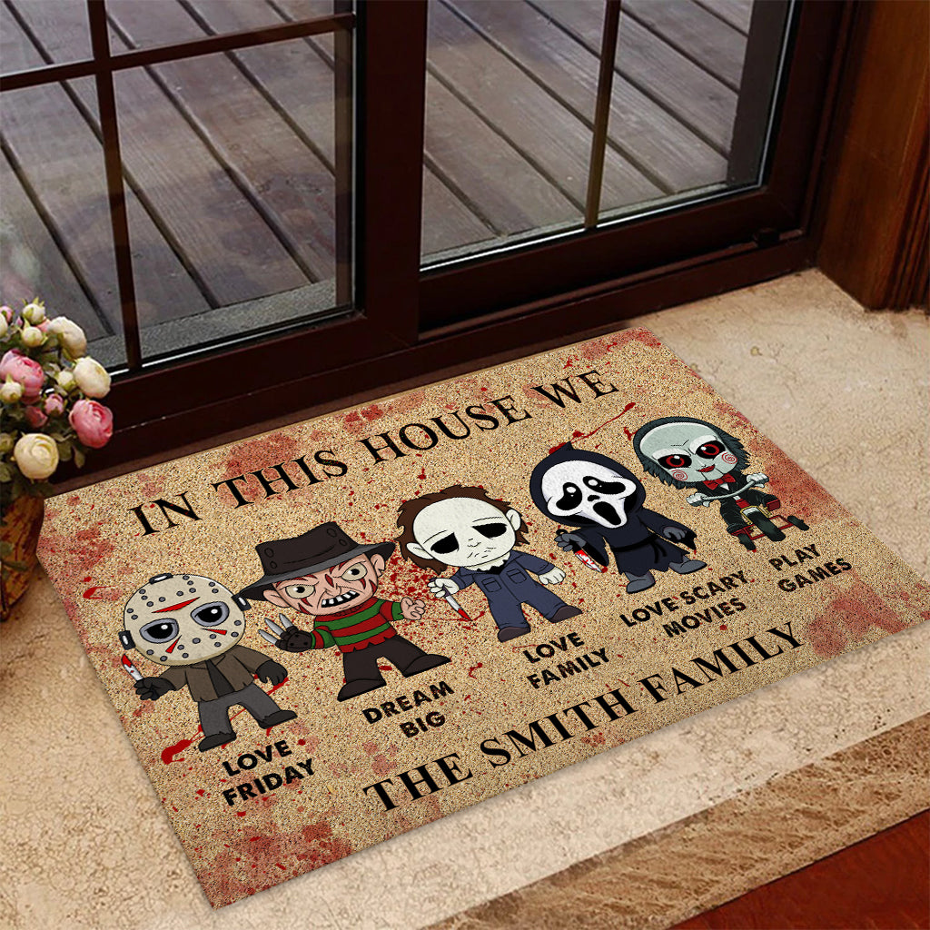 In This House We Love Scary Movies - Personalized Doormat