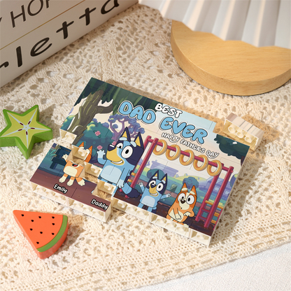 Best Dad Ever - Personalized Father One-sided Horizontal Rectangle Building Brick Blocks