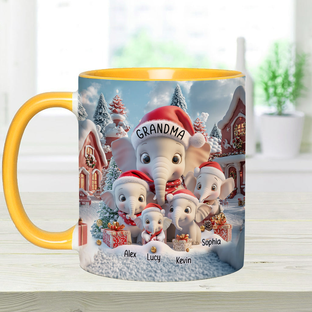 Any Title Cute Elephant - Personalized Grandma Accent Mug
