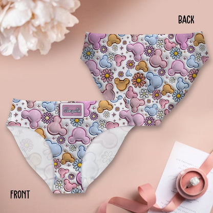 Cute Mouse Ears Floral Style - Personalized Mouse Women's Briefs