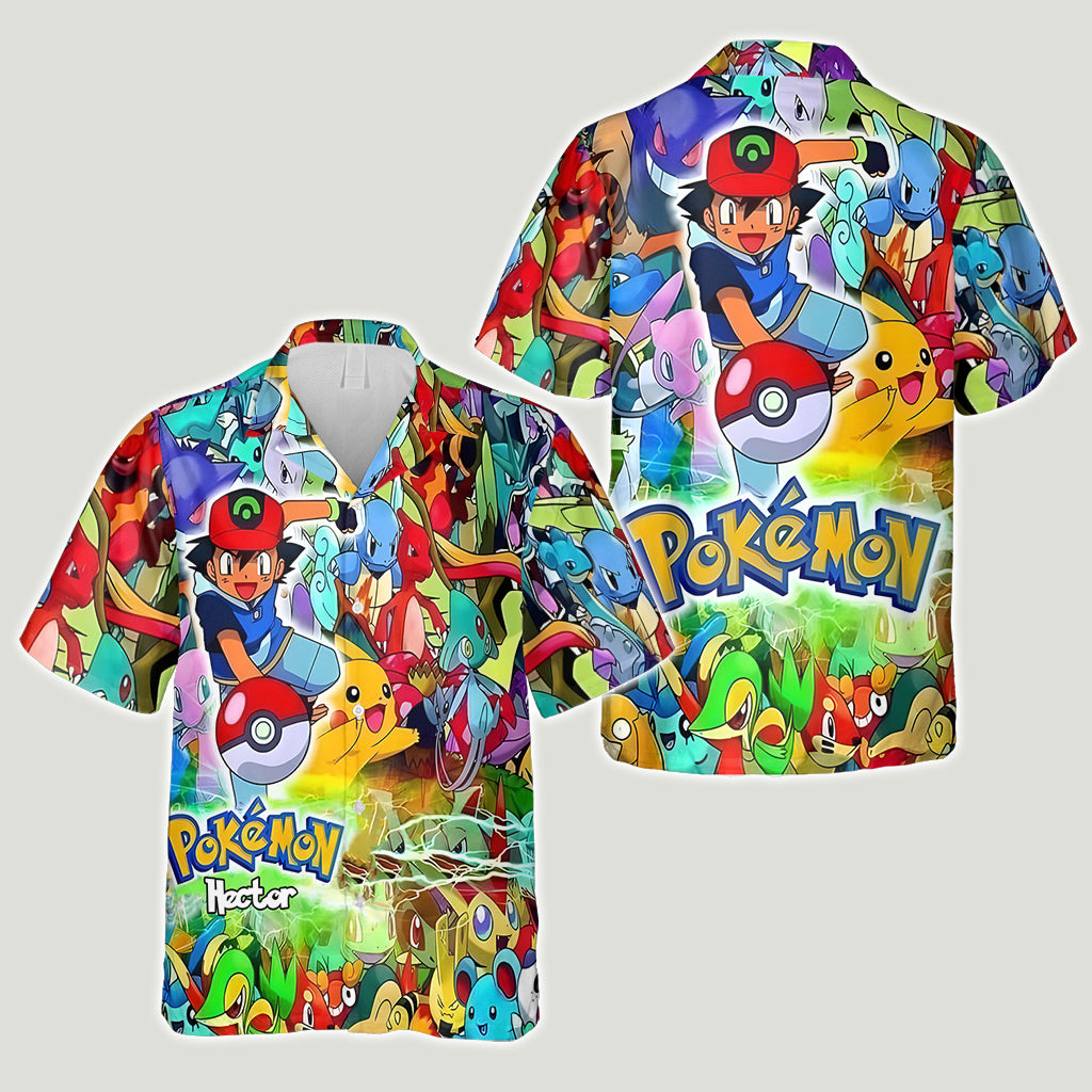 Poke Cartoon - Personalized Monster Trainer Hawaiian Shirt