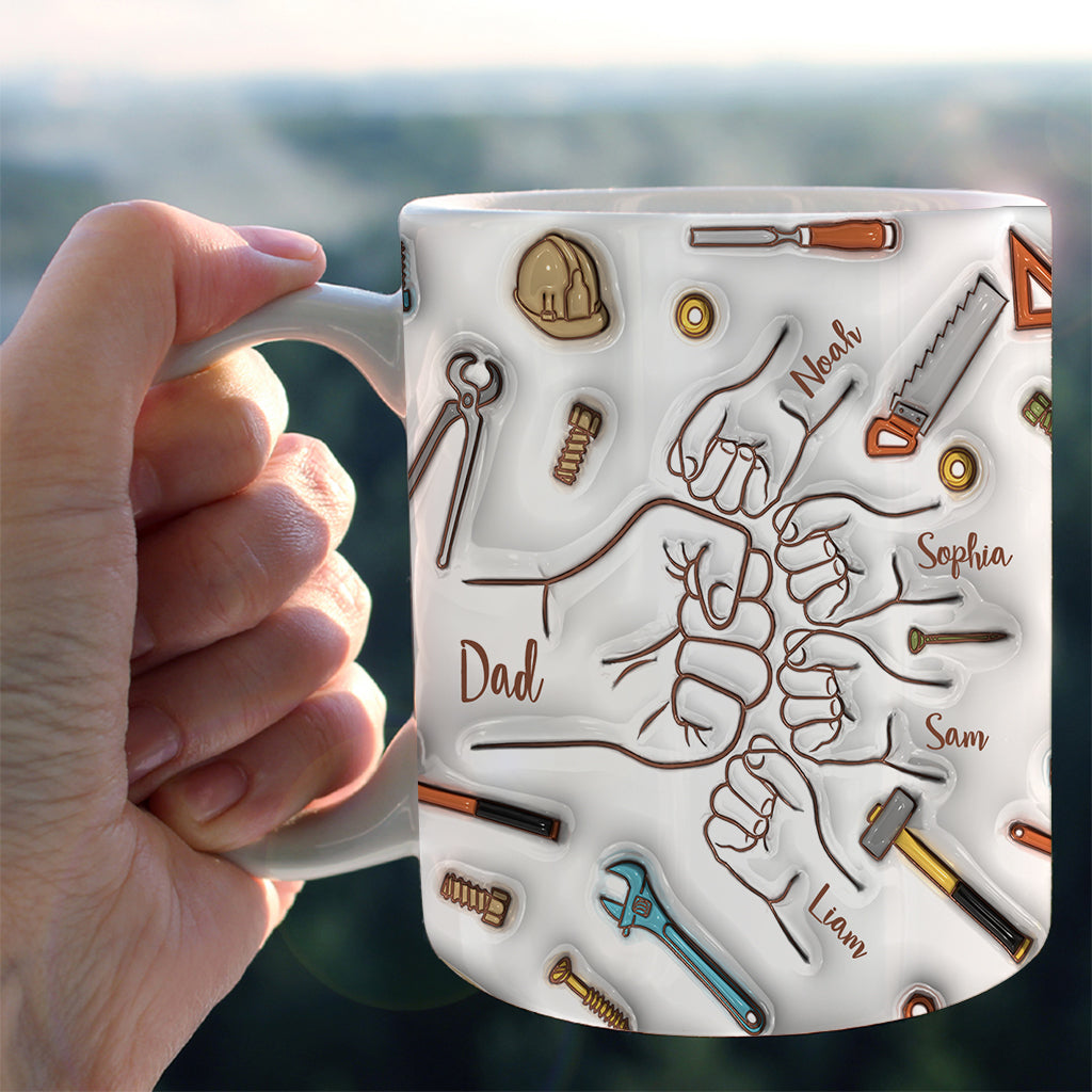 Father And Children Fist Bump - Personalized Father Mug