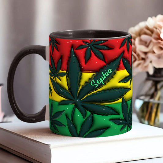 Inflated Magic Leaf Red Yellow Green - Personalized Weed Accent Mug
