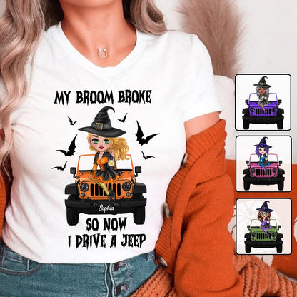 My Broom Broke So Now I Drive A Car - Personalized Witch T-shirt And Hoodie