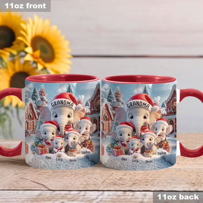 Any Title Cute Elephant - Personalized Grandma Accent Mug