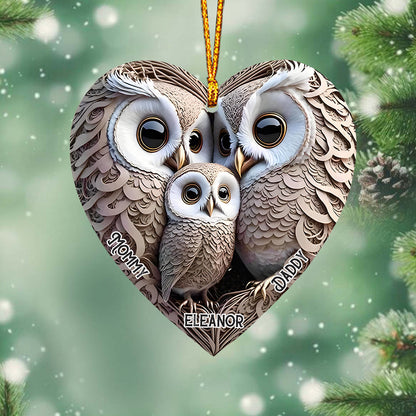 1st Christmas Owl Family - Personalized Kid Ornament