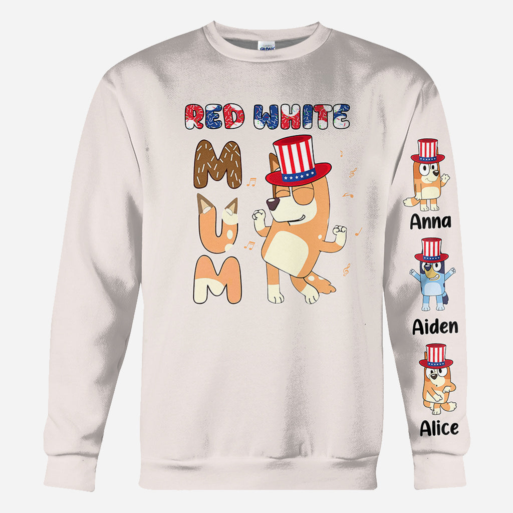 Red White Mum - Personalized Mother All Over Shirt