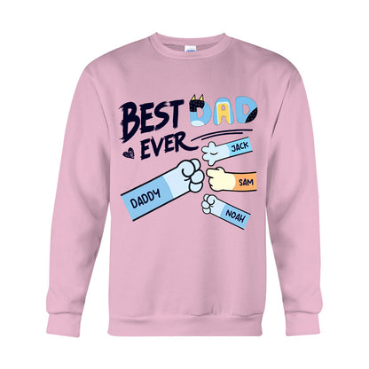 Best Dad Mom Ever Cool Blue Dog Fist - Personalized Father T-shirt And Hoodie