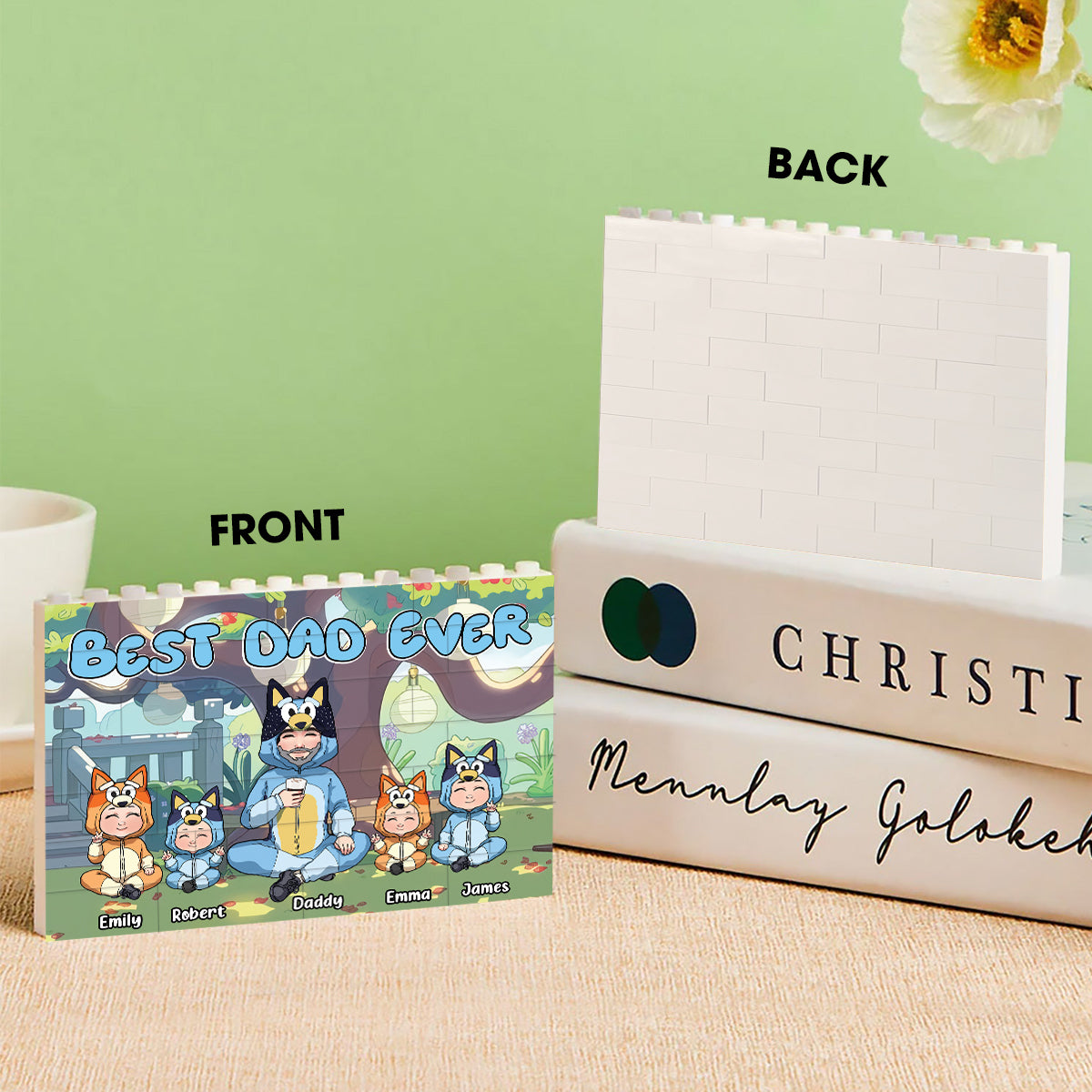 Best Dad Ever - Personalized Father One-sided Horizontal Rectangle Building Brick Blocks