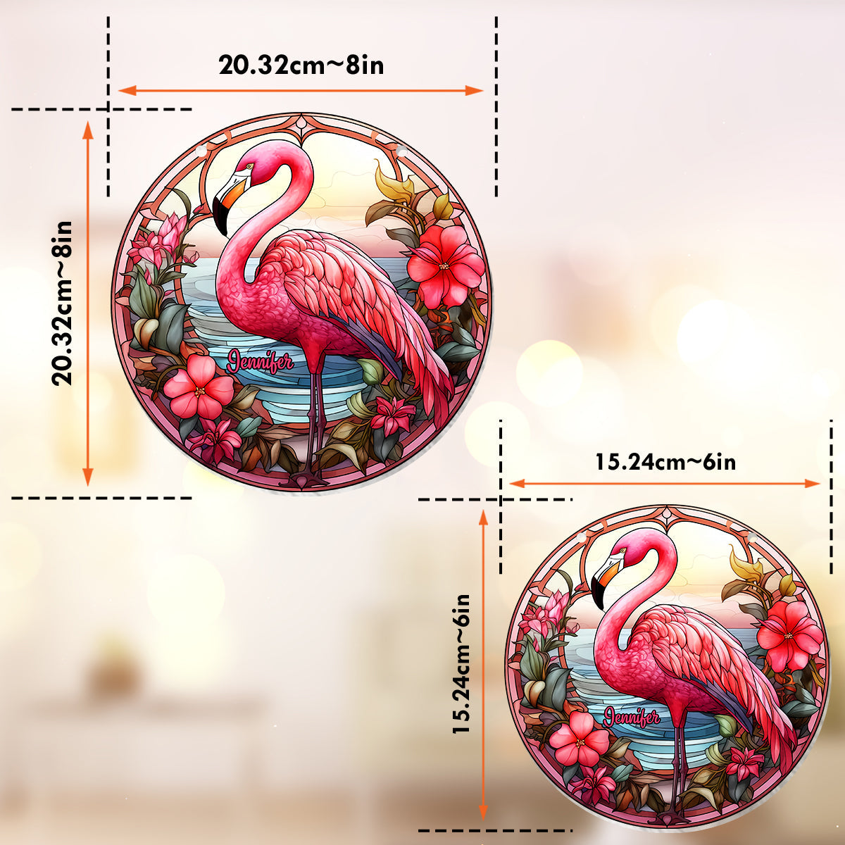 Love Flamingos - Personalized Flamingo Window Hanging Suncatcher Ornament