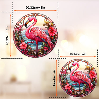 Love Flamingos - Personalized Flamingo Window Hanging Suncatcher Ornament