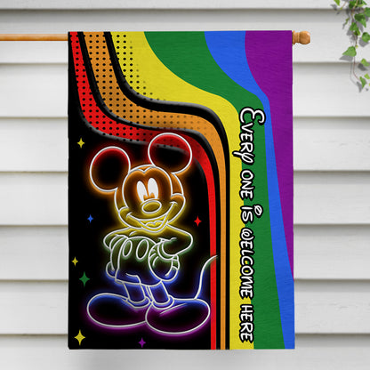 Every One Is Welcome Here - Personalized Mouse House Flag