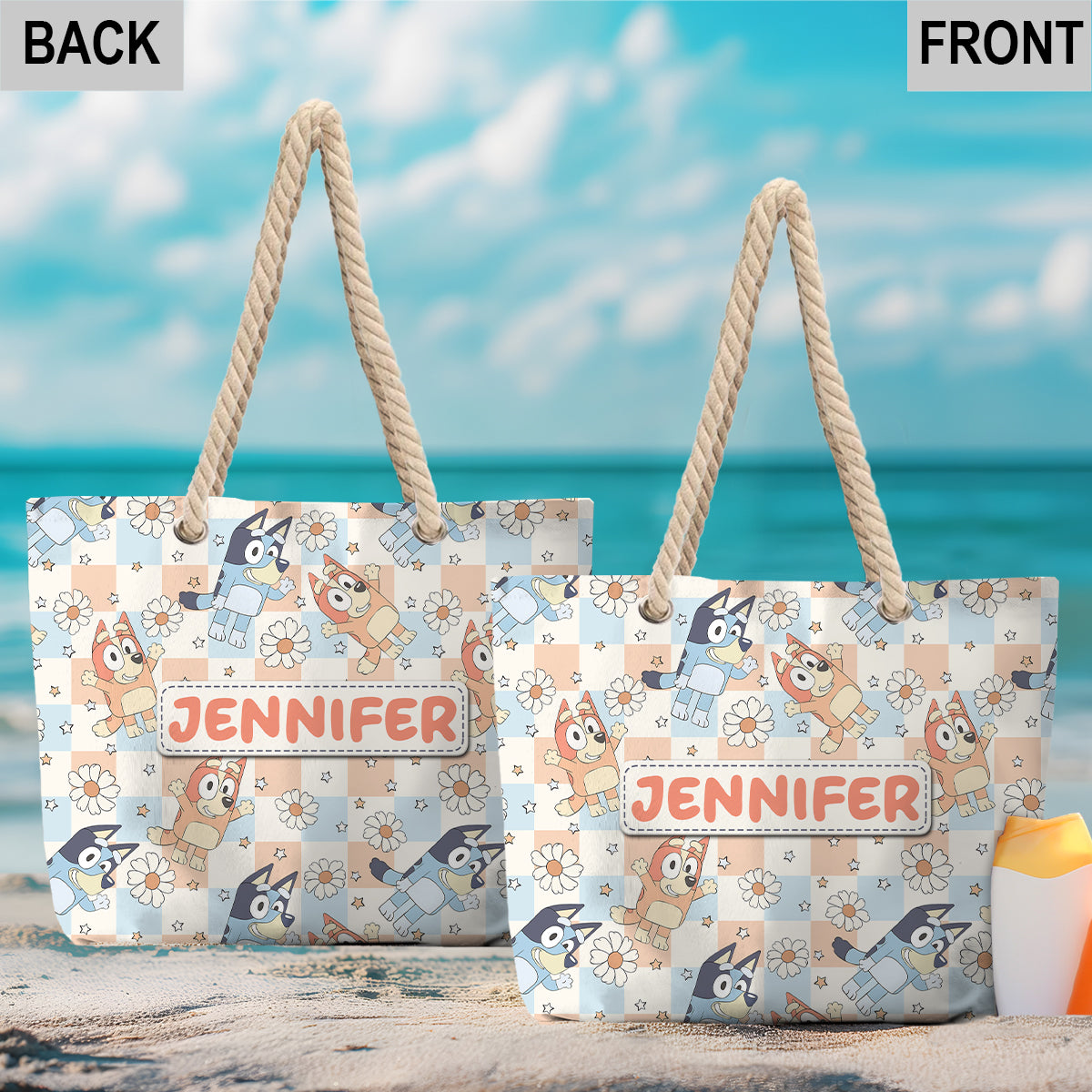 Floral Summer Pattern - Personalized Beach Bag