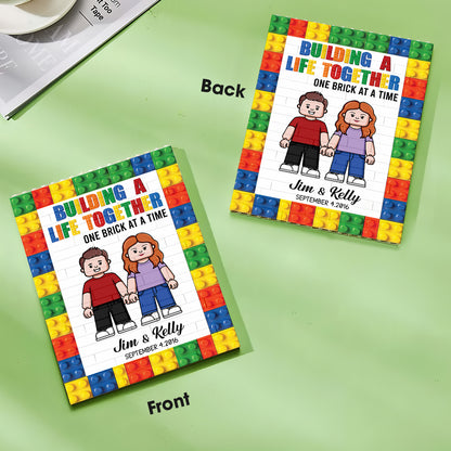 Building A Life Together - Personalized Couple Vertical Rectangle Building Brick Blocks Printed On Both Sides