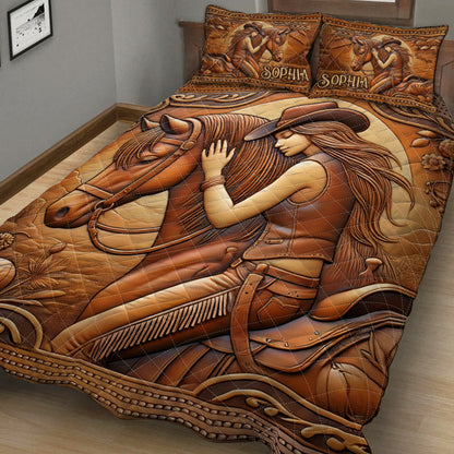 A Girl And Her Horse - Personalized Horse Quilt Set