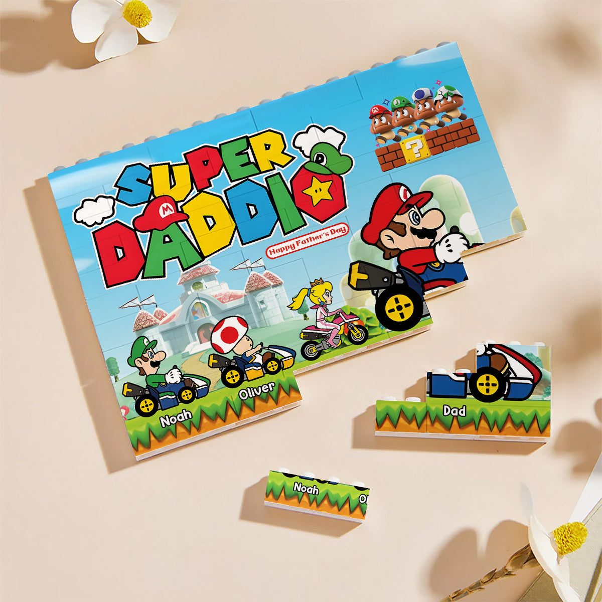 Best Super Dad Ever - Personalized Super Plumber One-sided Horizontal Rectangle Building Brick Blocks
