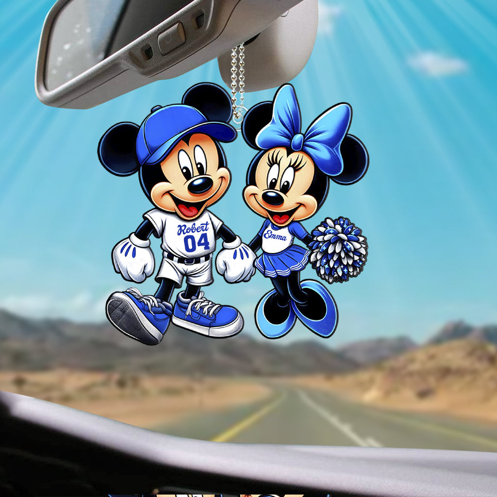 Mouse Couple Baseball - Personalized Baseball Custom Shaped Car Ornament