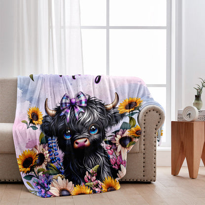 Cute Little Highland Cow - Personalized Blanket