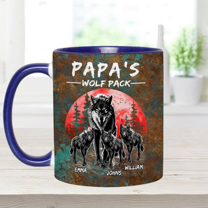 Grandpa's Wolf Pack - Personalized Father Accent Mug