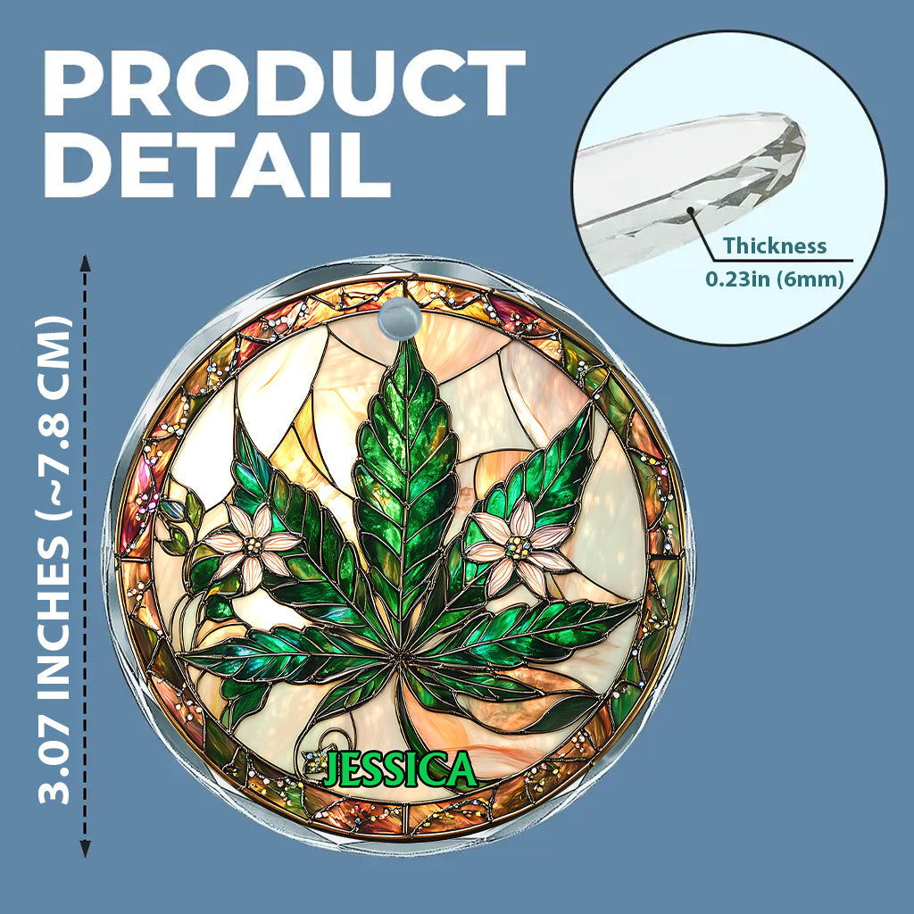 High Christmas - Personalized Weed Round Shaped Glass Ornament