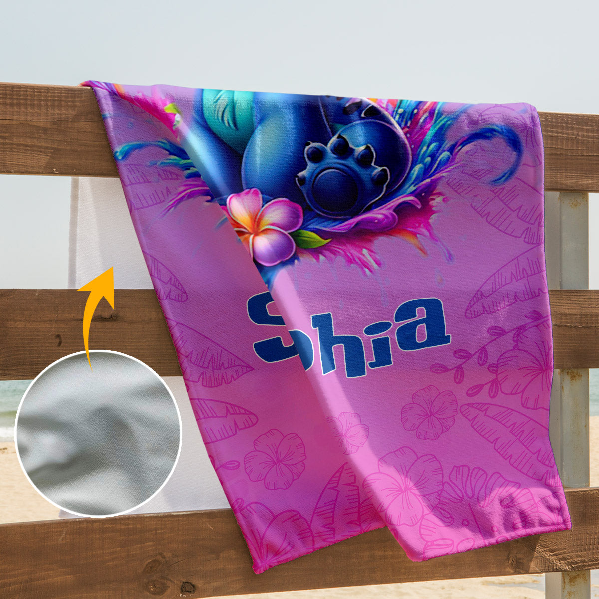 Colorful Ohana - Personalized Ohana Beach Towel