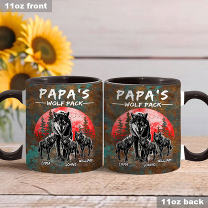 Grandpa's Wolf Pack - Personalized Father Accent Mug