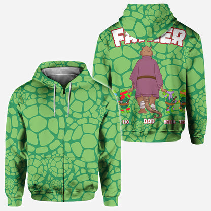 Turtley Awesome Father - Personalized Green Turtles All Over Shirt