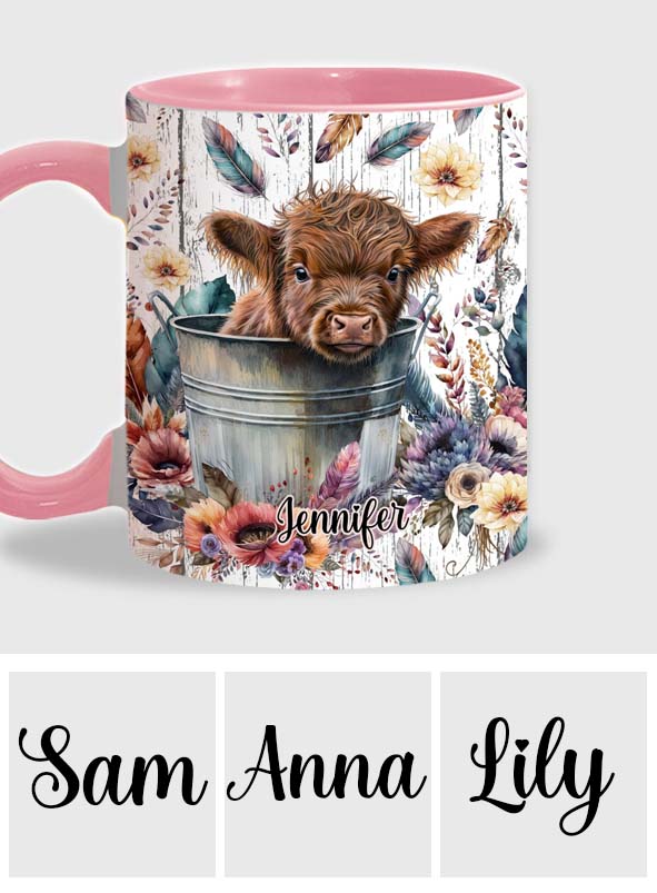 Baby Highland Cow Western Style - Personalized Accent Mug