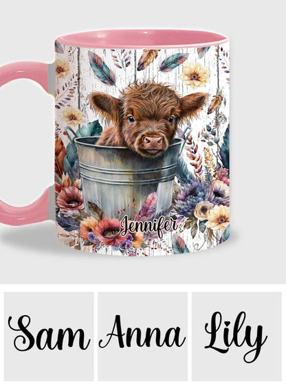 Baby Highland Cow Western Style - Personalized Accent Mug