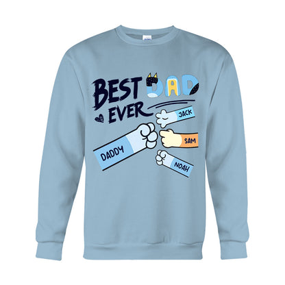Best Dad Mom Ever Cool Blue Dog Fist - Personalized Father T-shirt And Hoodie