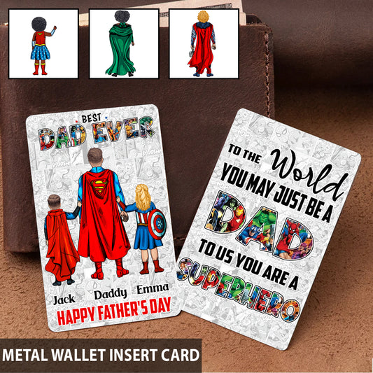 Best Super Dad Ever - Personalized Father Wallet Insert Card
