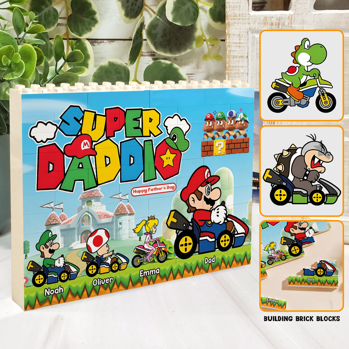 Best Super Dad Ever - Personalized Super Plumber One-sided Horizontal Rectangle Building Brick Blocks