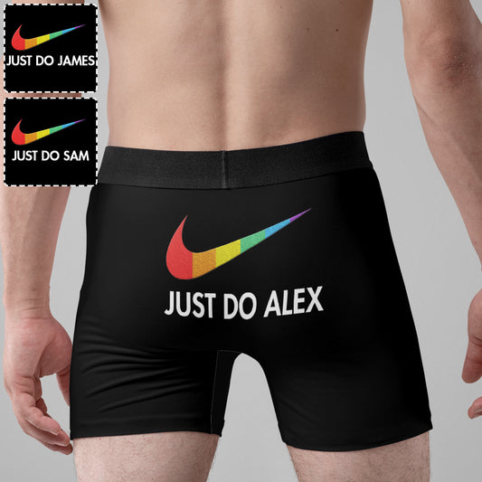 Just Love Rainbow Pride - Personalized LGBT Support Men’s Boxer Briefs