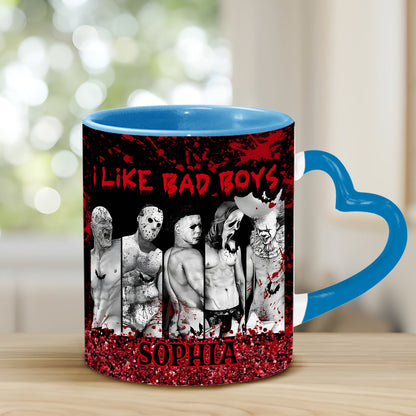 I Like Bad Boys - Personalized Heart Handle Mug