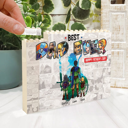 Best Dad Ever - Personalized The Hero's Legend One-sided Horizontal Rectangle Building Brick Blocks