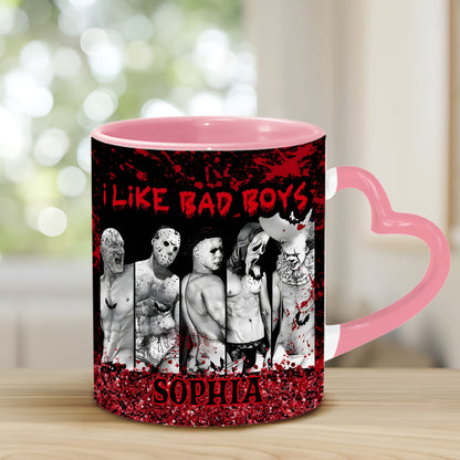 I Like Bad Boys - Personalized Heart Handle Mug
