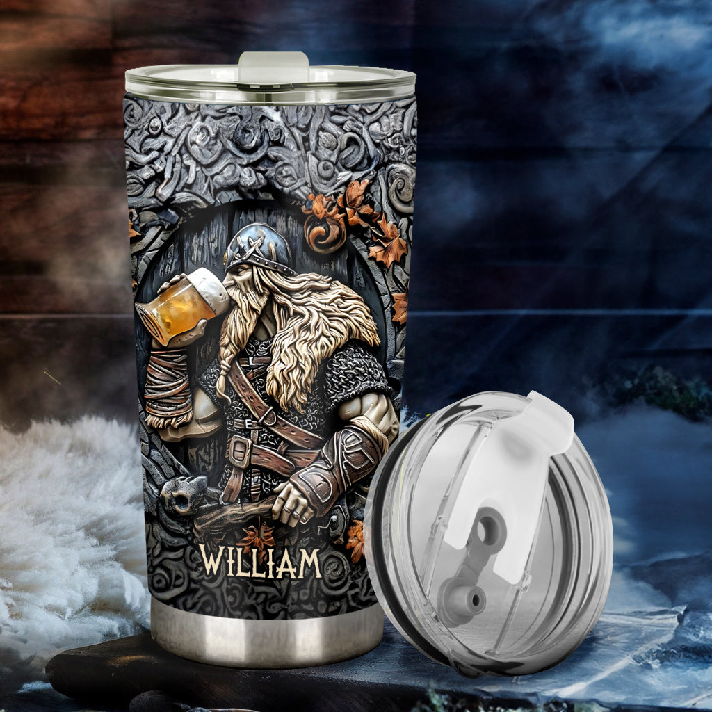 Viking Warrior Drinking Legend Raise Your Horn - Personalized Viking Tumbler