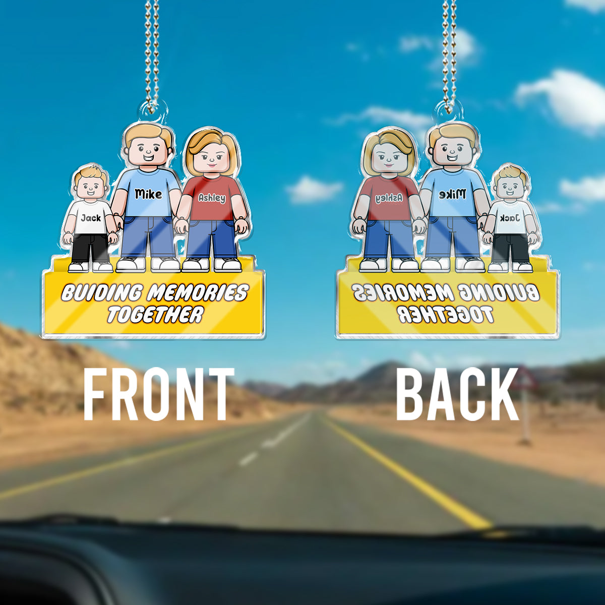 Buiding Memories Together - Personalized Family Custom Shaped Car Ornament