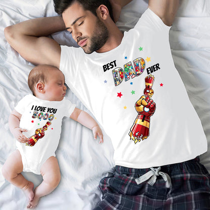 Best Dad Ever I Love You 3000 - Personalized Father T-shirt And Baby Onesie
