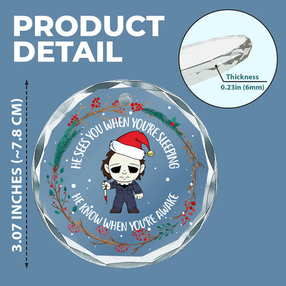 Horror Movies Characters Funny Christmas Ornament - Personalized Round Shaped Glass Ornament