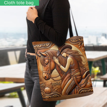 A Girl And Her Horse - Personalized Horse Tote Bag