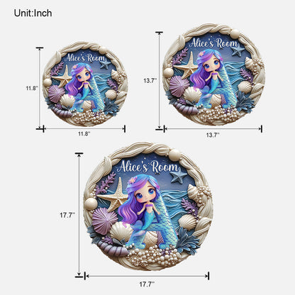 Beautiful Mermaid - Personalized Kid Custom Shaped Wood Sign