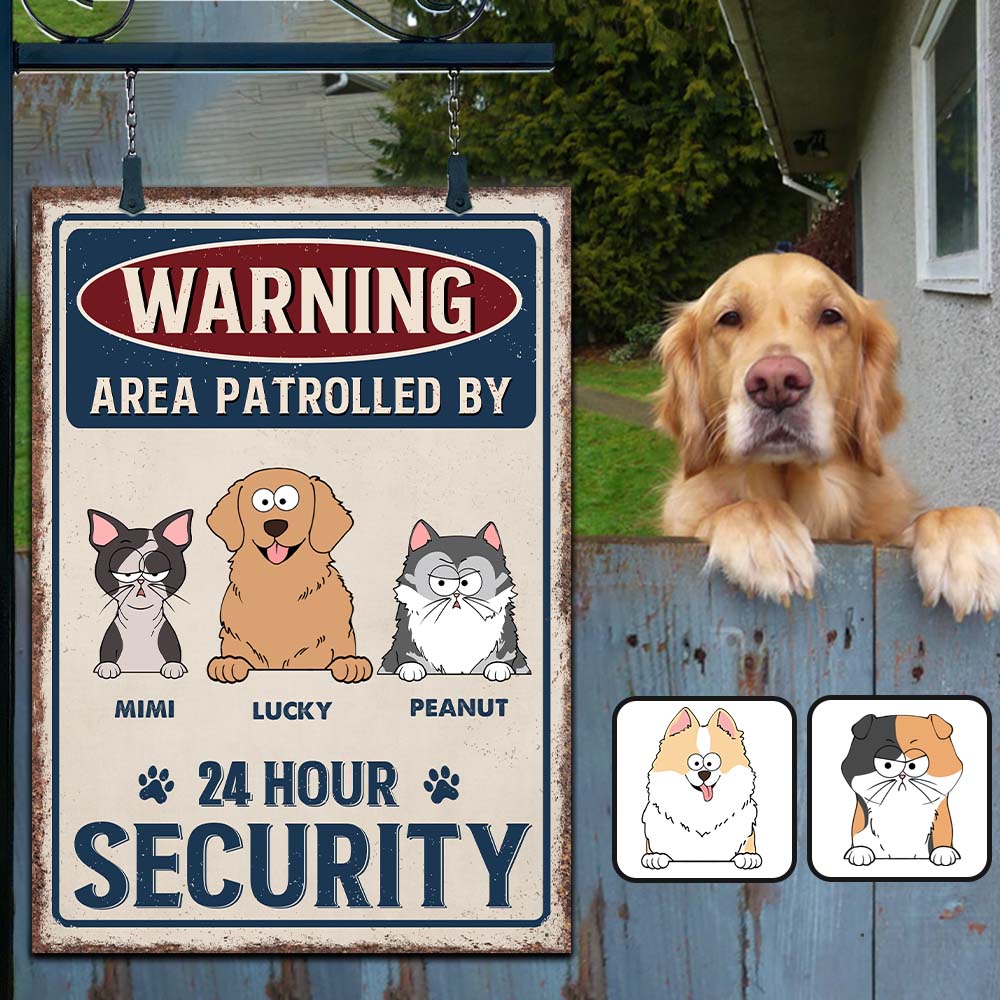 24 Hour Security - Personalized Dog Rectangle Metal Sign
